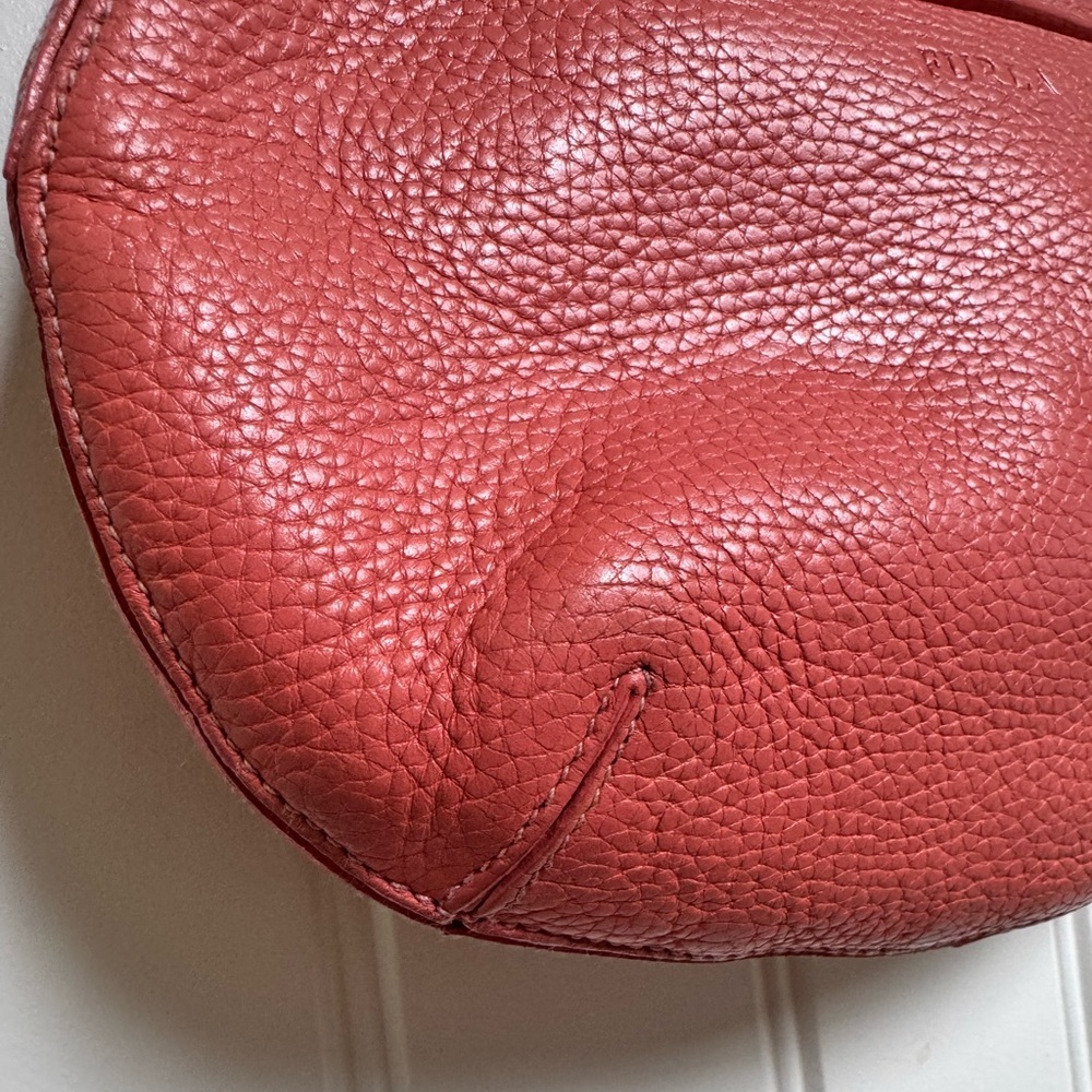 Furla Coral Leather Buckle Hobo Shoulder Bag. 9.5” by 7” by 0.5” - Picture 8 of 12